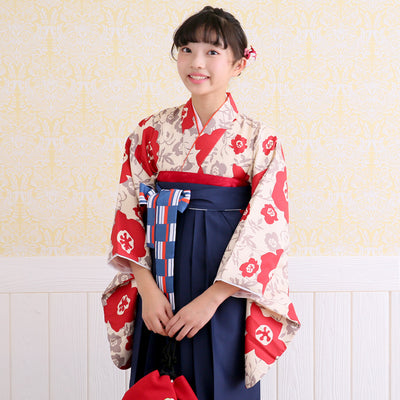 【リサイクル着物】着物単品  販売品 中古 USED  袴用 短丈 花 ジュニア 小学生 卒業式 ひよこ商店（6751632200）【中古販売】
