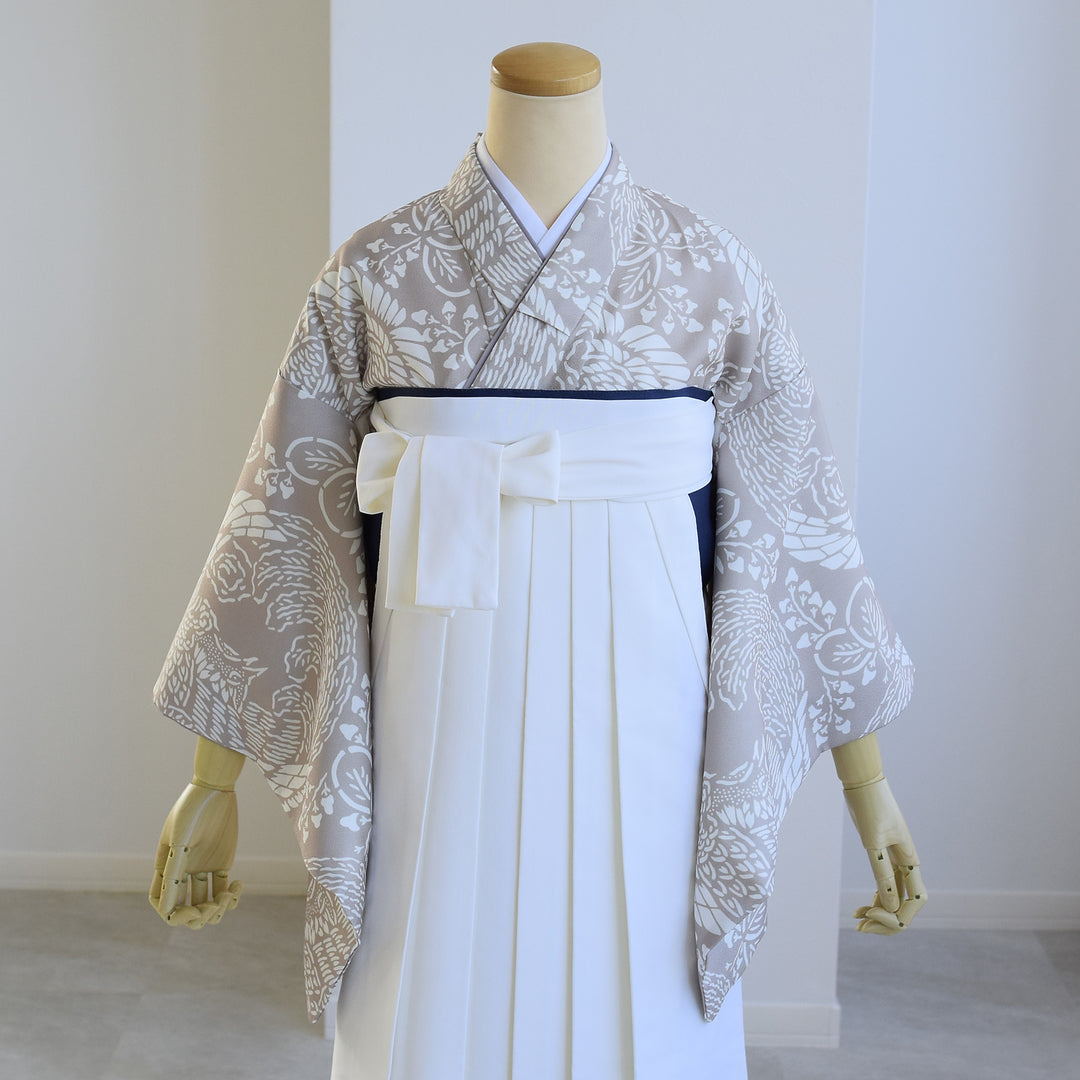 ジュニア着物・長襦袢 2点セット】販売品 白茶鳳凰 袴用 重ね衿