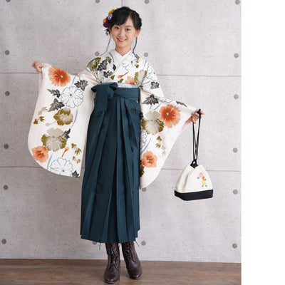 【リサイクル袴】袴 単品 販売品 中古 USED グリーン 袴83cm（身長138-145cm）ジュニア 卒業式 低身長コーデ （6837627500）【中古販売】