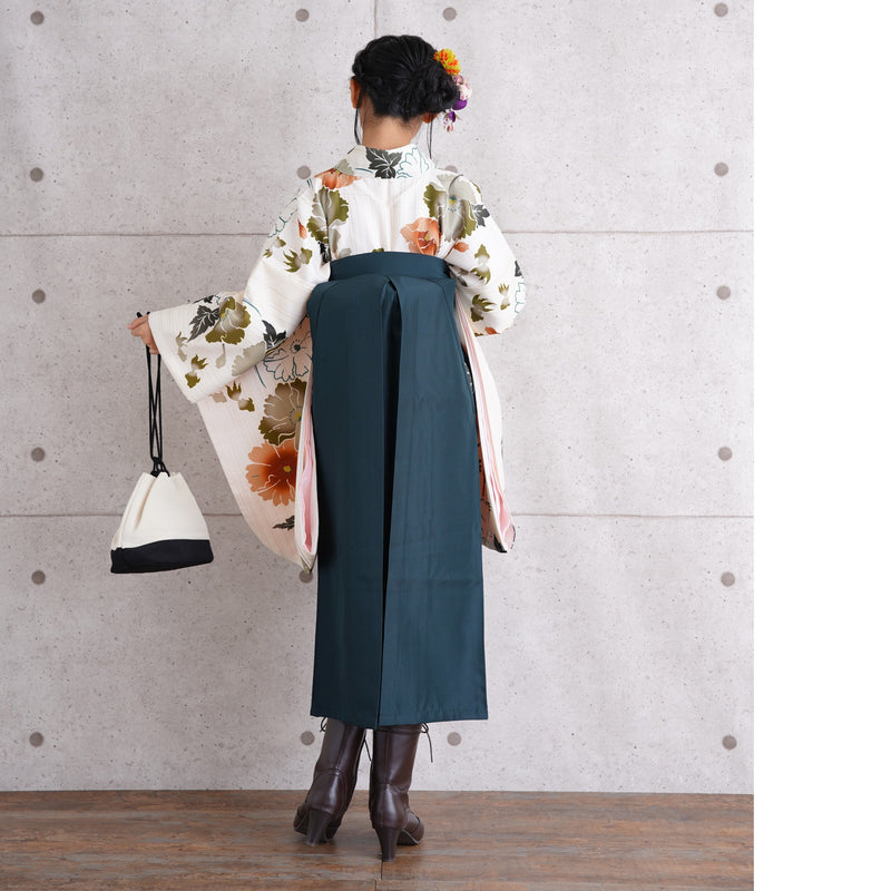 【リサイクル袴】袴 単品 販売品 中古 USED グリーン 袴83cm（身長138-145cm）ジュニア 卒業式 低身長コーデ （6837627500）【中古販売】