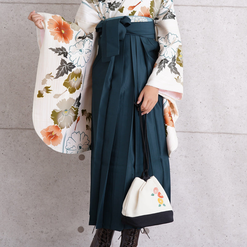 【リサイクル袴】袴 単品 販売品 中古 USED グリーン 袴83cm（身長138-145cm）ジュニア 卒業式 低身長コーデ （6837627500）【中古販売】