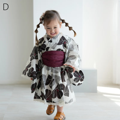 子供浴衣ドレス2点セット（浴衣ワンピース/兵児帯） ひよこ商店 キッズ レース付き ゆかた 女の子 90-130cm（身長85cm-135cm）第1会場（7348602201）
