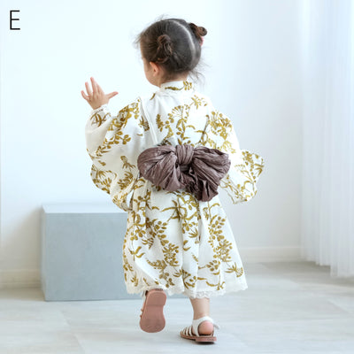 子供浴衣ドレス2点セット（浴衣ワンピース/兵児帯） ひよこ商店 キッズ レース付き ゆかた 女の子 90-130cm（身長85cm-135cm）第1会場（7348602201）