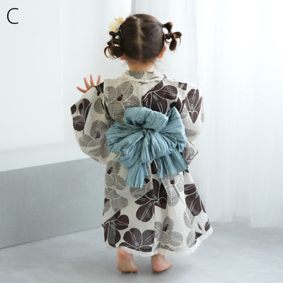 子供浴衣ドレス2点セット（浴衣ワンピース/兵児帯） ひよこ商店 キッズ レース付き ゆかた 女の子 90-130cm（身長85cm-135cm）第1会場（7348602201）
