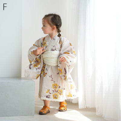 子供浴衣ドレス2点セット（浴衣ワンピース/兵児帯） ひよこ商店 キッズ レース付き ゆかた 女の子 90-130cm（身長85cm-135cm）第2会場（7348602301）