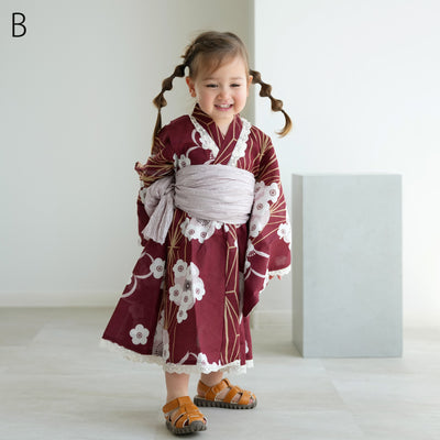 子供浴衣ドレス2点セット（浴衣ワンピース/兵児帯） ひよこ商店 キッズ レース付き ゆかた 女の子 90-130cm（身長85cm-135cm）第2会場（7348602301）