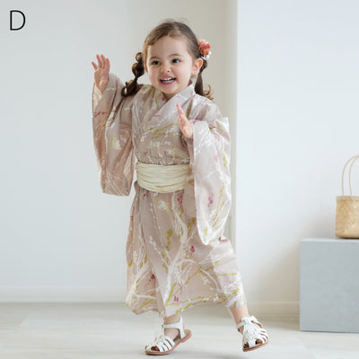 【ひよこ商店 ワンピース型 子供浴衣 2点セット（浴衣ワンピース・兵児帯） 】高級変わり織 キッズ 男女兼用 90-130cm（7348603101）