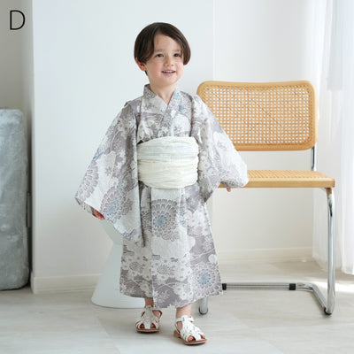 【ひよこ商店 ワンピース型 子供浴衣 2点セット（浴衣ワンピース・兵児帯） 】高級変わり織 キッズ 男女兼用 90-130cm（7348603201）
