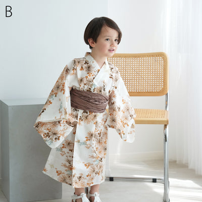 【ひよこ商店 ワンピース型 子供浴衣 2点セット（浴衣ワンピース・兵児帯） 】高級変わり織 キッズ 男女兼用 90-130cm（7348603201）