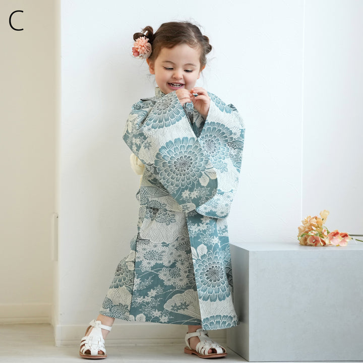 ひよこ商店 ワンピース型 子供浴衣 2点セット（浴衣ワンピース・兵児帯