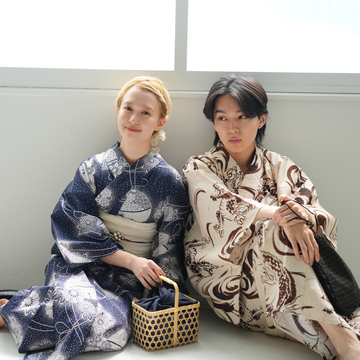 ニコアンティーク 高級変わり織 メンズ浴衣3点セット ( ゆかた