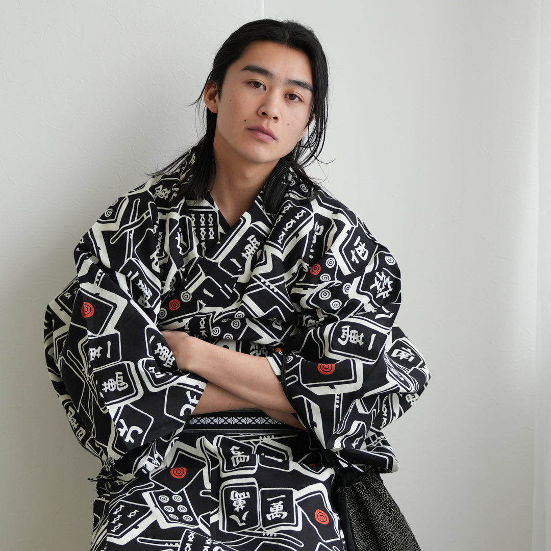 utatane×注染工房 日本製小幅生地使用 メンズ浴衣3点セット ( ゆかた