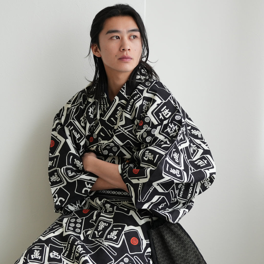 utatane×注染工房 日本製小幅生地使用 メンズ浴衣3点セット ( ゆかた