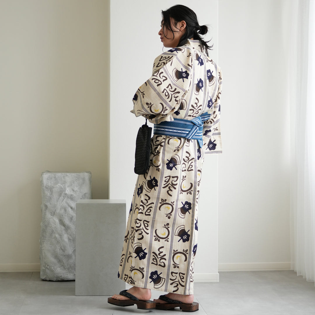 utatane × 注染工房 浴衣3点セット ( ゆかた・帯・下駄 ) 濃紫の