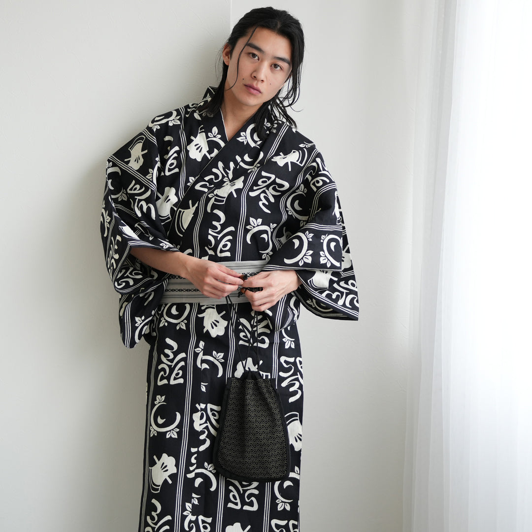 utatane×注染工房 日本製小幅生地使用 メンズ浴衣3点セット ( ゆかた