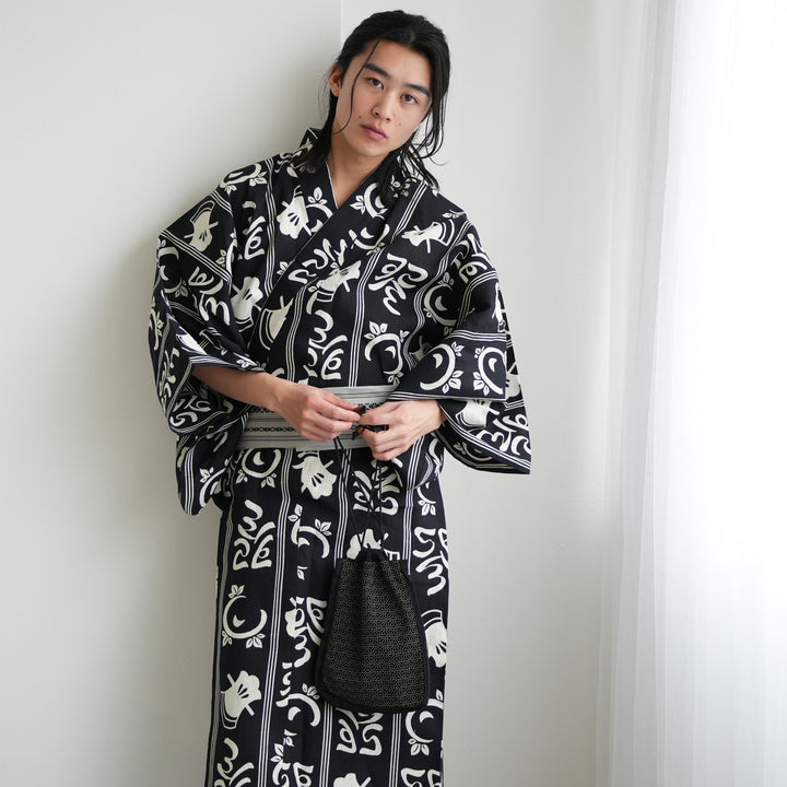 utatane×注染工房 日本製小幅生地使用 メンズ浴衣3点セット ( ゆかた