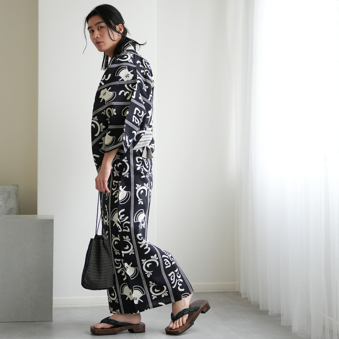 utatane×注染工房 日本製小幅生地使用 メンズ浴衣3点セット ( ゆかた