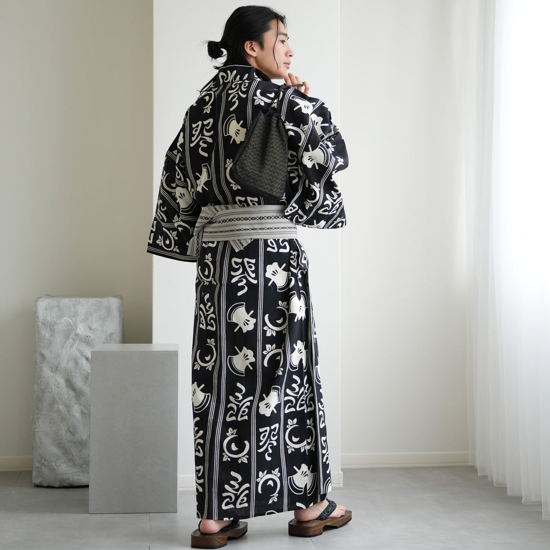 utatane×注染工房 日本製小幅生地使用 メンズ浴衣3点セット ( ゆかた