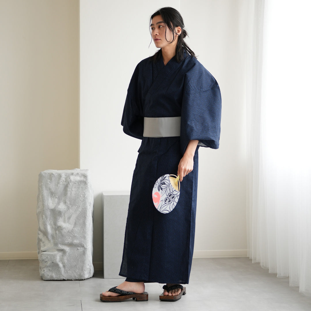 【浴衣反物】NO.3713（紺/アネモネ）新品【桜七軒】変わり織り 日本製 浴衣反物】NO.3713（紺/アネモネ）新品【桜七軒】変わり織り 日本製