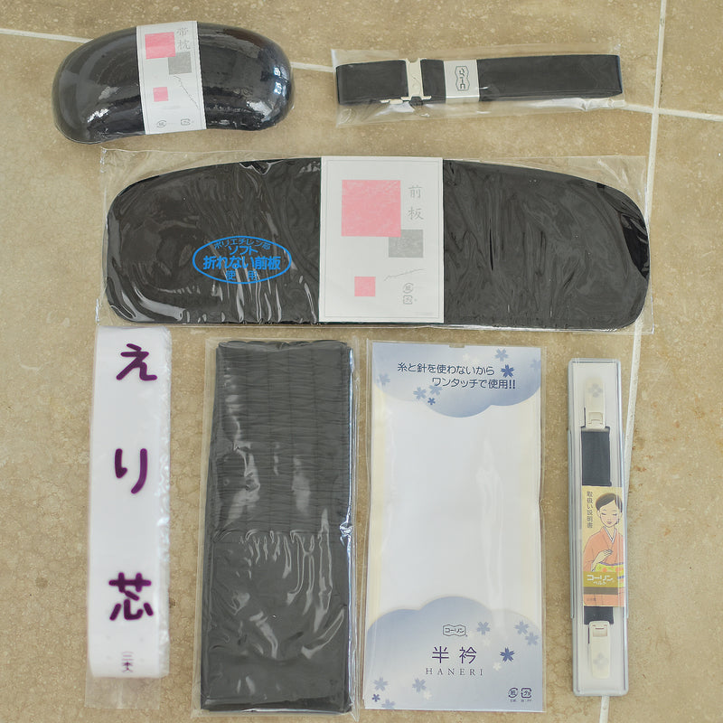 着付け小物セット 7点セット 儀式用 ブラック フォーマル 弔事 法事 葬儀 喪服 レディース 日本製  （7780601100）