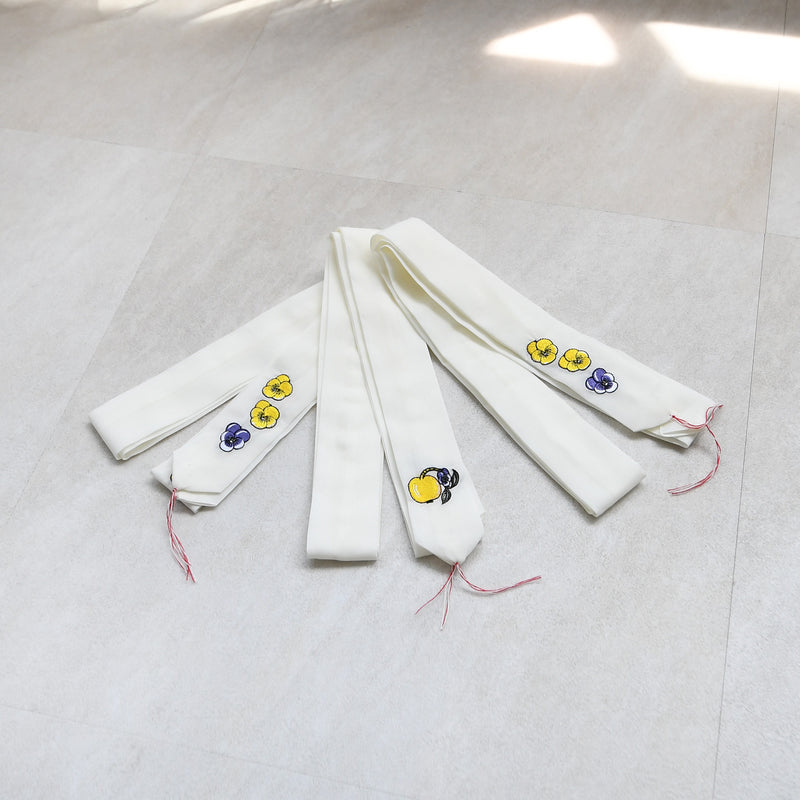 【utatane×Kuovi（クオヴィ）刺繍腰紐3本セット 果樹園（Orchard）イエロー】刺繍入り 腰ひも 北欧デザイン パラティッシ 着付け小物 並幅 並尺 （7791604700）