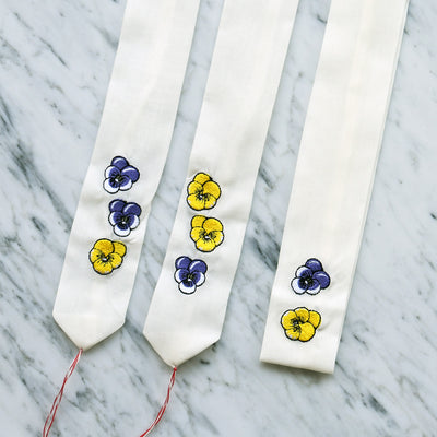 【utatane×Kuovi（クオヴィ）刺繍腰紐3本セット 果樹園（Orchard）イエロー】刺繍入り 腰ひも 北欧デザイン パラティッシ 着付け小物 並幅 並尺 （7791604700）