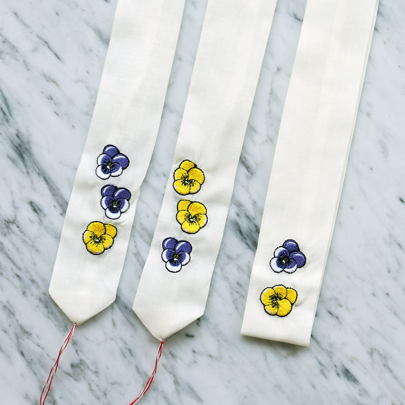 【utatane×Kuovi（クオヴィ）刺繍腰紐3本セット 果樹園（Orchard）イエロー】刺繍入り 腰ひも 北欧デザイン パラティッシ 着付け小物 並幅 並尺 （7791604700）