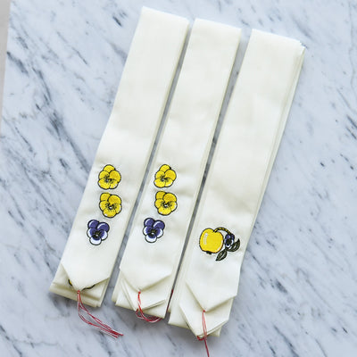 【utatane×Kuovi（クオヴィ）刺繍腰紐3本セット 果樹園（Orchard）イエロー】刺繍入り 腰ひも 北欧デザイン パラティッシ 着付け小物 並幅 並尺 （7791604700）