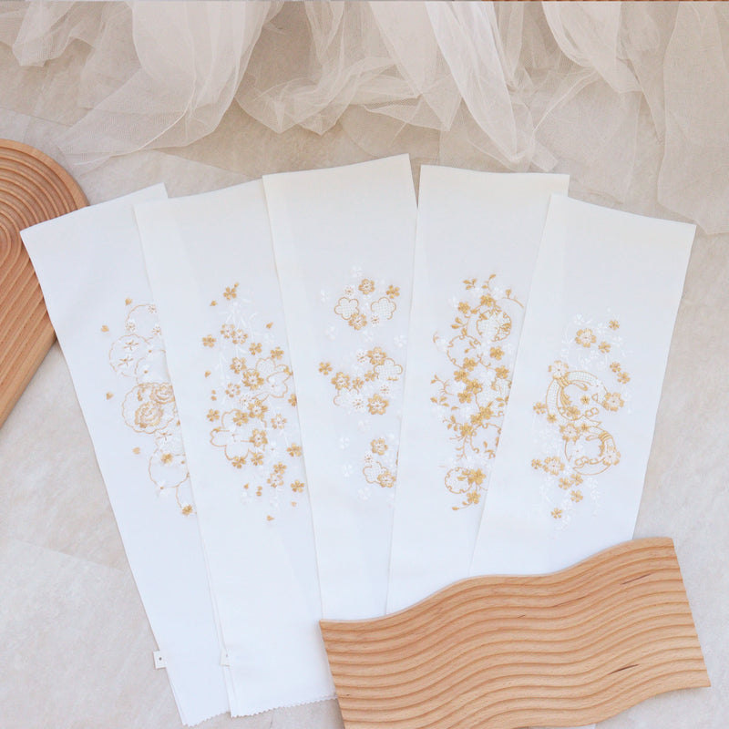 半衿 刺繍 パールドロン刺繍衿 白 金 桜 雪輪 牡丹 菊 半襟 日本製 （7798614501）