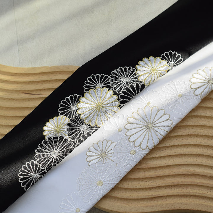 半衿 菊刺繍】 日本製 着付け小物 振袖や着物、袴や訪問着に【取り寄せ