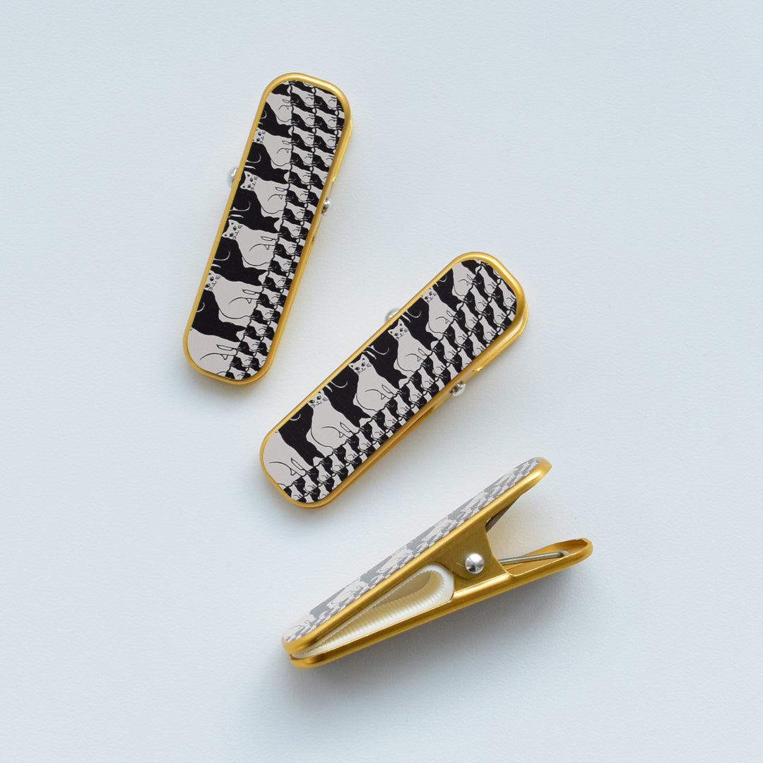 着物クリップ 大 3個セット】モザイク・キャット 7cm 3点 着付け