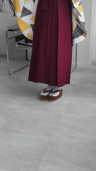 【レンタル】 袴 17点セット ニコアンティーク 二尺袖着物  キイロのサンカク 袴91cm（身長153-158cm） 重ね衿縫い付済  卒業式 大学生 専門学生 （1020624601）