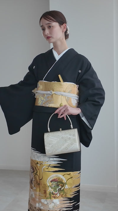 【レンタル】黒留袖 着物20点セット 桂由美 風神・雷神 フォーマル 高級 正絹 結婚式着物  KOTOHOGI ことほぎ 金彩友禅 第一礼装 フォトウェディング （1045605100）