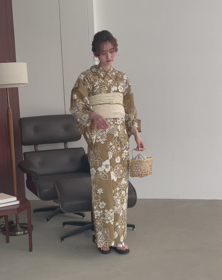 utatane セパレート高級変わり織 二部式浴衣3点セット ( ゆかた