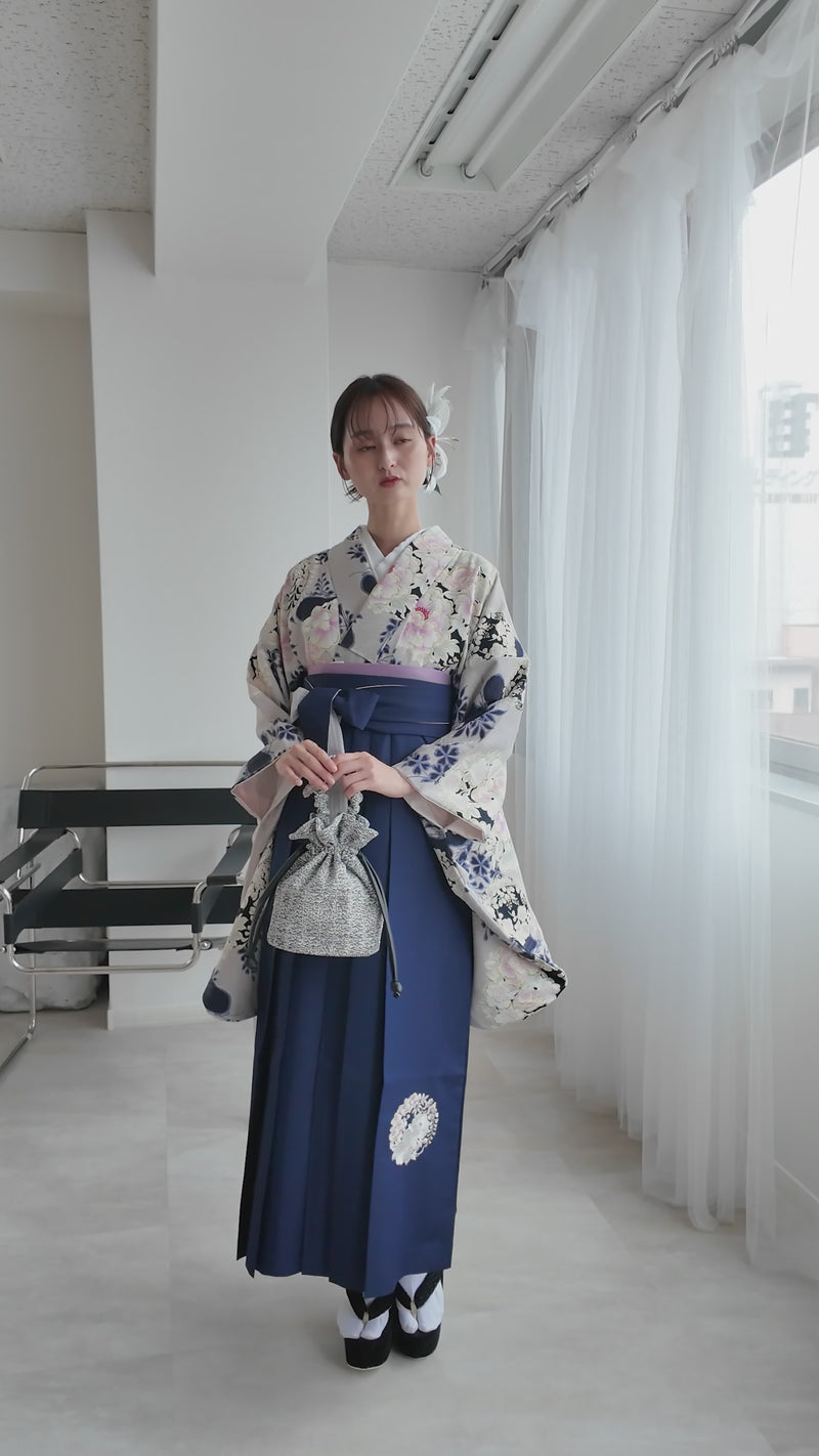 【レンタル】 袴 17点セット NATURAL BEAUTY 袴91-99cm（身長153-170cm） 二尺袖着物 フルセット レディース 大学生 卒業式 日本製 （1020675401）