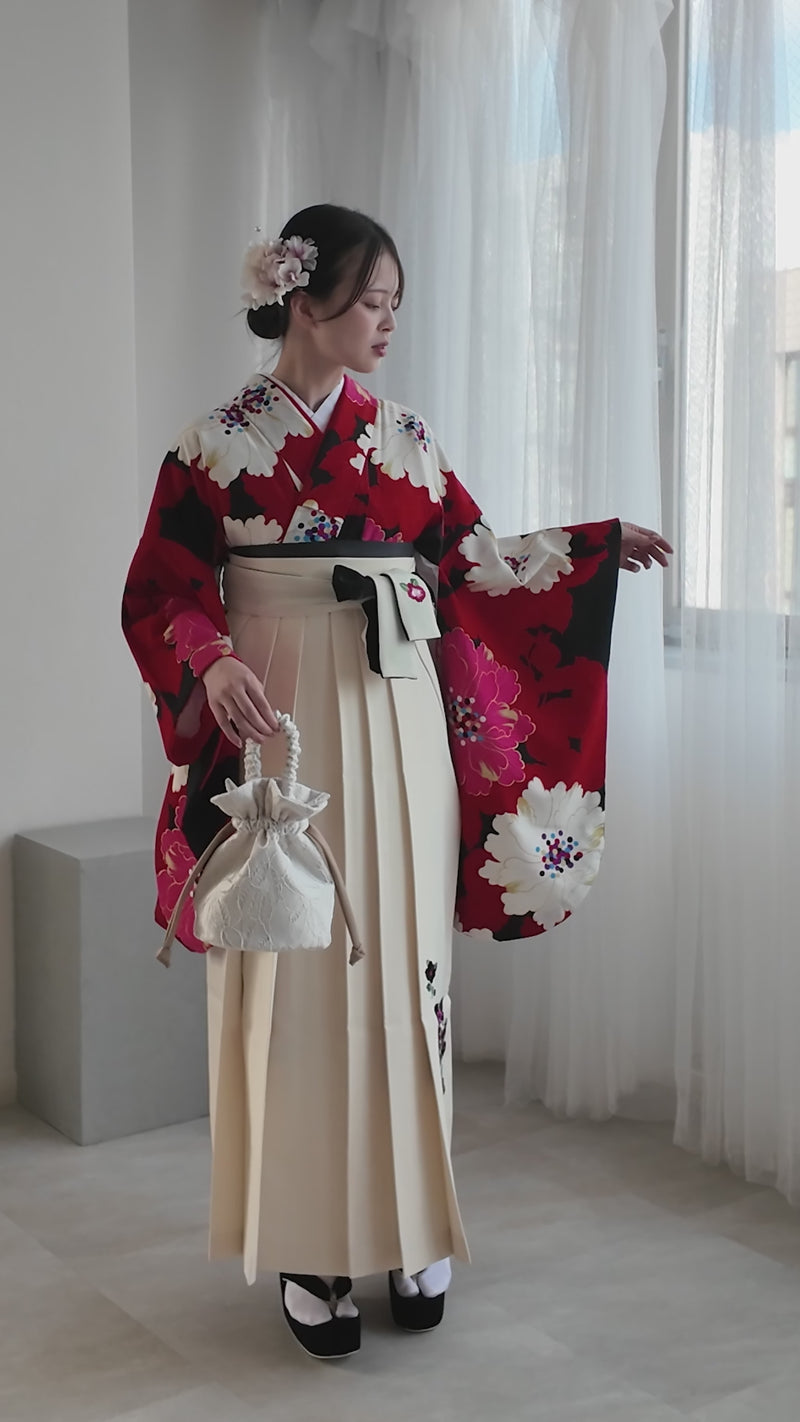 レンタル品】紅一点 2尺袖 袴 17点セット 91-99cm 日本製 レトロモダン