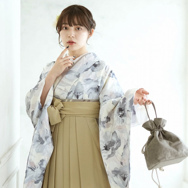 ★専用★美品 生紬　単衣 ベージュ色 ゆったりサイズトールサイズ 身丈165cm 単衣 紬 サンドベージュ 絣柄 - からん::アンティーク着物・リサイクル