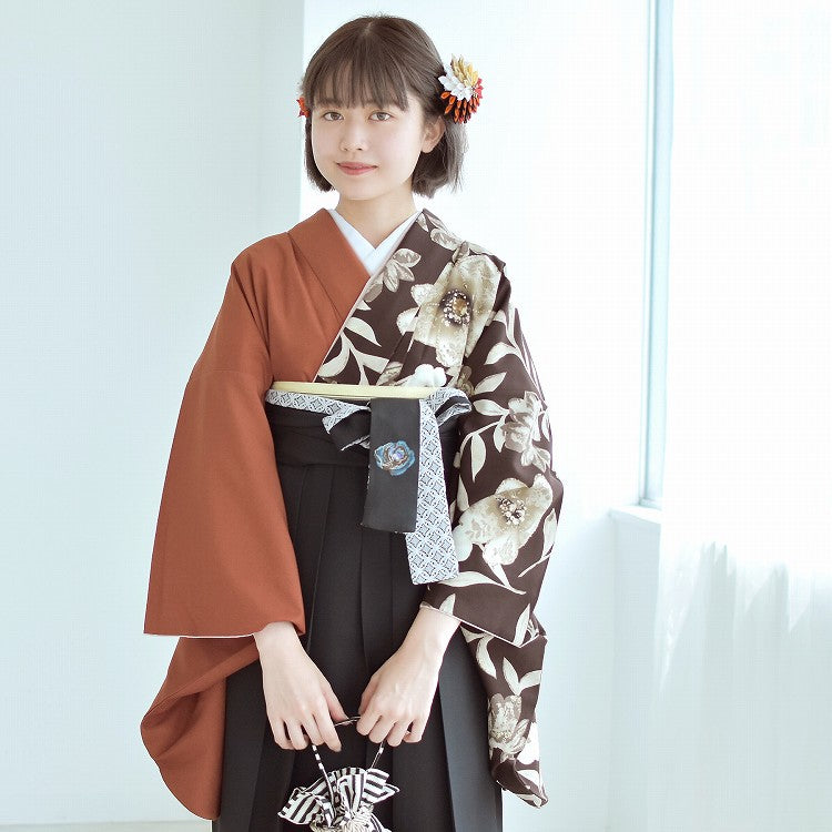 (3-1)馬乗袴　2尺1寸 金茶色　黄色系　無地　詩吟　舞踊　袴 レンタル品】玉城ティナ×紅一点 2尺袖 袴 17点セット 91-99cm