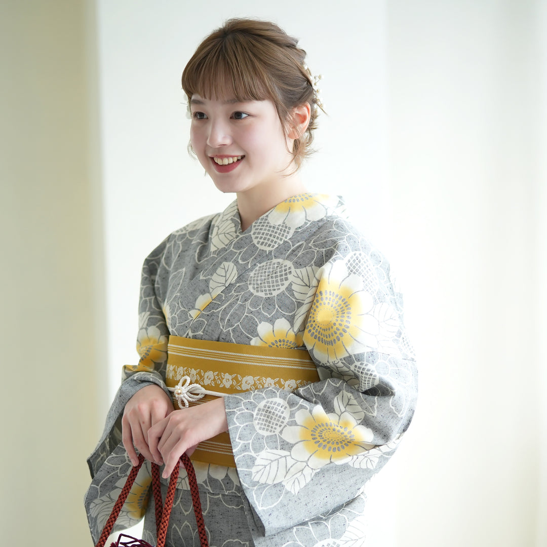 浴衣3点セット（浴衣/帯/下駄） utatane フリーサイズ（身長155