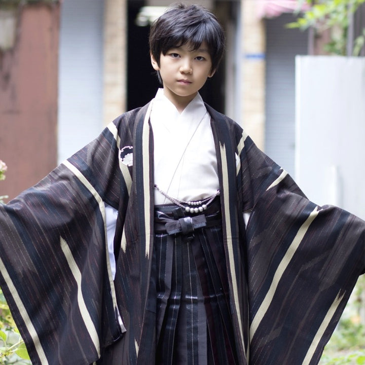 レンタル】袴セット 小学生 男の子 レトロ 羽織袴 卒業式 袴