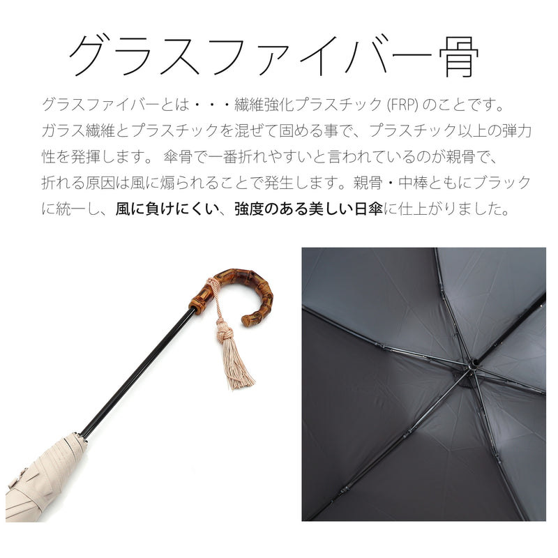 日傘 完全遮光 100％遮光 日本製 2段折りたたみ 55cm バンブーハンドル（2512612101）【キットB】