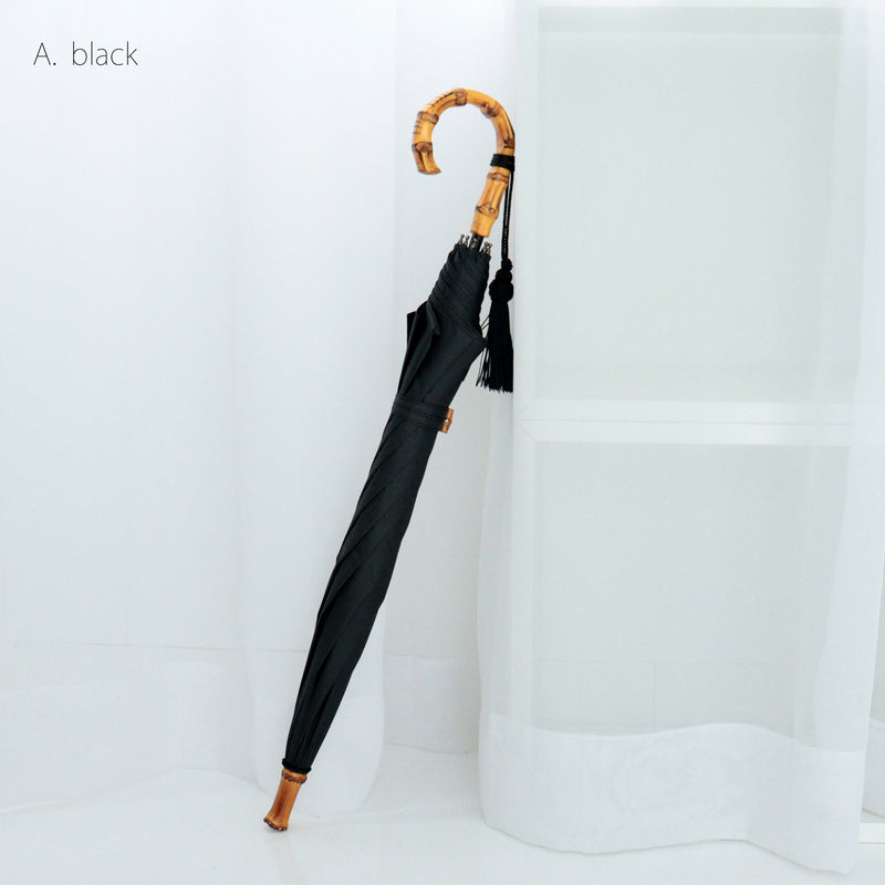 日傘 完全遮光 100％遮光 長傘 47cm スライドショート バンブーハンドル（2513600001）【キットA】