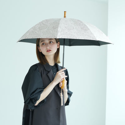日傘 完全遮光 100％遮光 長傘 47cm スライドショート バンブーハンドル インド更紗柄（2513613201）【キットA】