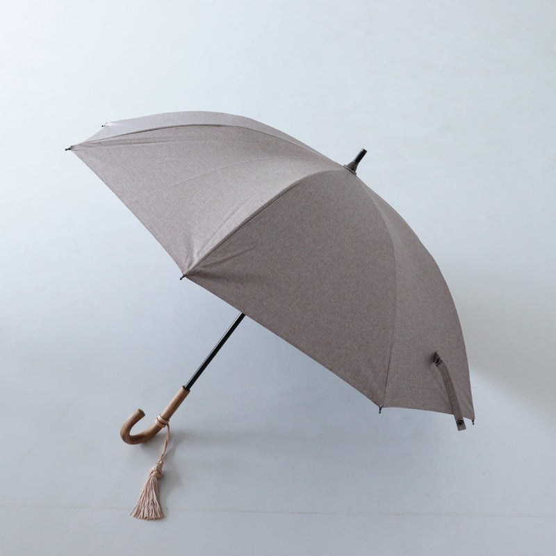 日傘 完全遮光 100％遮光 長傘 47cm スライドショート ウッドハンドル（2513617001）【キットA】
