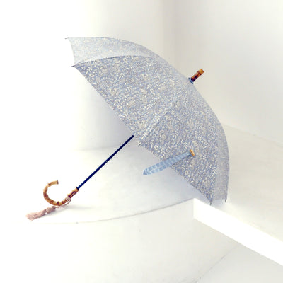 日傘 完全遮光 100％遮光 長傘 47cm スライドショート バンブーハンドル インド更紗柄（2513623401）【キットA】