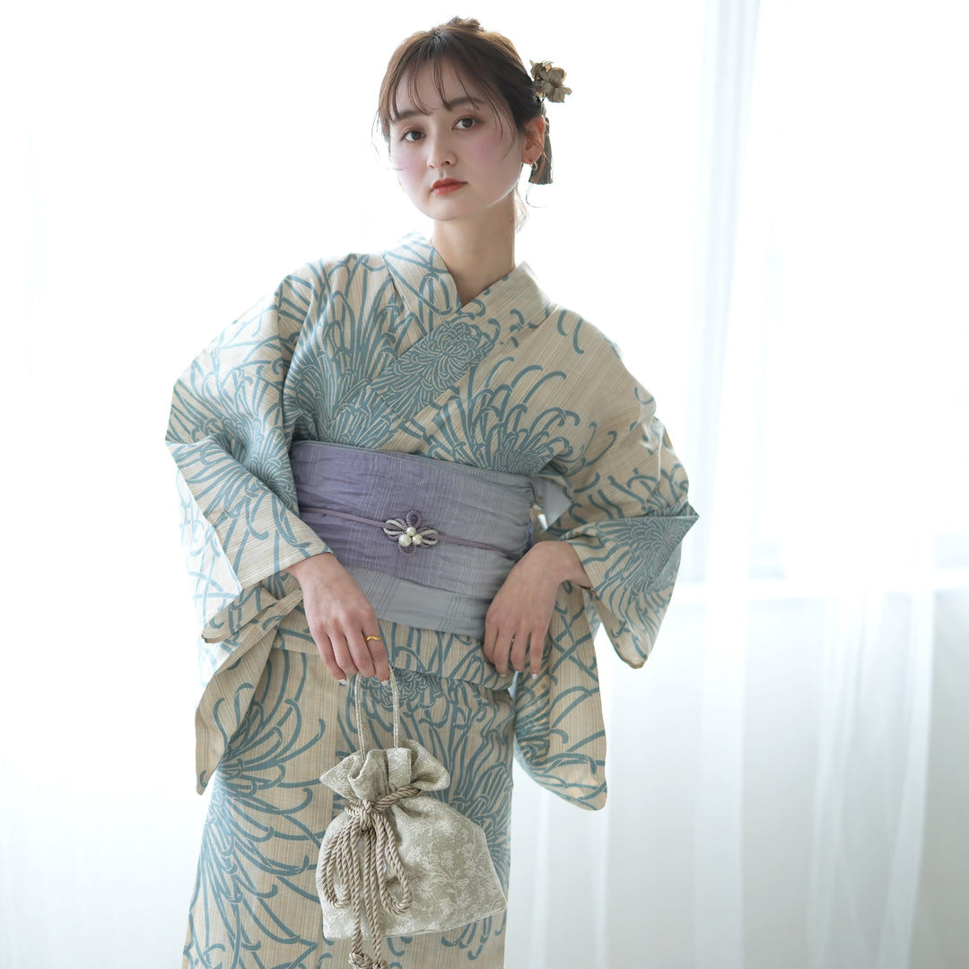 浴衣3点セット（浴衣/帯/下駄） utatane フリーサイズ（身長155