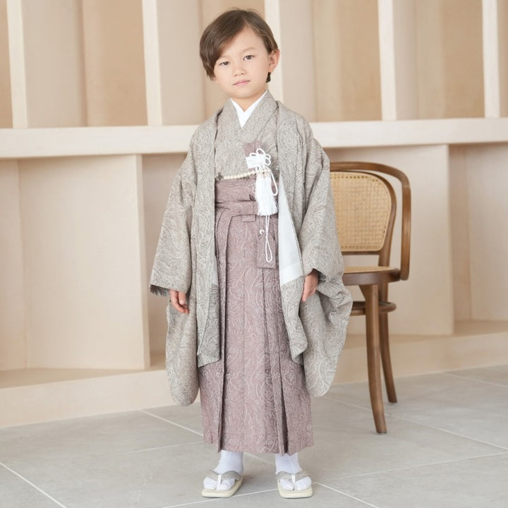 ★早い者勝ち！ 七五三 子供用衣装 セット グレージュ系 七五三 3歳 男の子 ひよこ商店 被布セット 子供 kids 三つ身